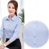 Kvinnor Bomullsskjortor Kvinna White Long Sleeve Tops Office Lady Lady Lady Blue Plus Size Basic Bluses 220122