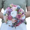 Wedding Flowers Lovegrace Bride Bouquet Rose Flower Pink Blue Bohemian Romantic Artificial Silk Dahlia Bouquets