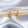 New Fashion Butterfly Crystal Statement Stud Earrings For Women AAA Cubic Zirconia Earring 2024 Trend Wedding Party Jewelry Gifts