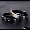 Jelly, Glow Drop Delivery 2021 Fashion Sile Wristband Bracelet Stainless Steel Cross Design High Quality Jewelry Punk Men Hip Hop Charm Brace