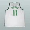 Nikivip Team Lituania Zalgiris Kaunas Arvydas Sabonis # 11 Maglia da basket retrò bianca verde Cucita da uomo con numero personalizzato Nome Maglie Venduto da Yuf