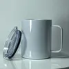 12oz sublimering kaffe mugg med handtag isolering vattenflaskor rostfritt stål tumbler tätning lock dricka koppar a02