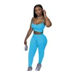 Femmes Survêtements Deux Pièces Ensemble Designer Sexy Sling Pantalon Casual Sport Couleur Unie Slim Jarretelles Pantalons Tenues