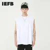 IEFB Mäns Slitage Ins Sommar Koreanska Mode Mäns Lösa Ren Vit Cantilevered Vest Fitness Sport Ärmlös Tank Toppar 9Y5459 210524