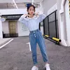 Jeans Girls Pants Ruffles Kids For High Waist Pattern Children Casual Skinny Children's Clothing Spring Autumn8