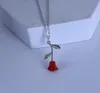 Romantique Rose Rose Pendentif Collier Saint Valentin Colliers cadeaux pour la petite amie Designer Femmes Bijoux Accessoires