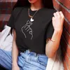 Arrival Women T Shirt Graphic Love Hand Funny Summer Tops Tee Femme Hipster Tshirt 210607
