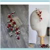 Jewelryjonnafe Rote Rose Blumen-Kopfschmuck für Frauen, Abschlussball, Strass, Brautkamm, Accessoires, handgefertigt, Hochzeit, Haarschmuck, Drop-Lieferung 2021. Ag