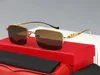 Märke Solglasögon för Mens Unisex Buffalo Shorn Glasses Kvinnor Designer Rimless Eyeglasses Leopard Silver Gold Metal Ram Eyewear Occhiali