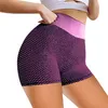 Mujeres Fitness Shorts Capris Yoga Pantalones de cintura alta Jacquard Honeycomb Bubble Mights Pantalones