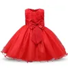 Girls Christmas Dress for Kids Lace Flower Princess Dress Children Big Bow Wedding Birthday Party Vestidos New Year Costume G220518