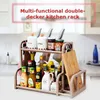 Double couche Spice Jar Rack Étagère de rangement Garde-manger Armoire de cuisine Porte-placard