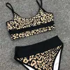 High Waist Bikini Set Leopard Print Push Up Swimsuit Women Swimwear Bandeau Female Bathing Suit Sexy Bathers Biquini Beachwear 210604