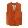 Kamizelka damska One-Breasted Work Wear Slim Krótki Veste Femme Waistcoat Office Lady Bez Rękawów Kurtka 210430