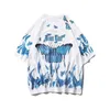 Erkek Hip Hop Tişörtleri Mavi Kelebek Streetwear Erkekler Harajuku Yaz Kısa Kollu T-shirt Pamuk Tops Tees Erkek Boy Giysileri 210409