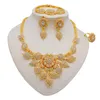 Halskette Ohrringe Set Brautmode Dubai Gold Nigerian für Frau Hochzeit Afrikanische Perlen Schmuck Großhandel Design