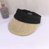 Berretto con visiera in paglia per le donne Stilista Cappello da sole reversibile Cappellino da spiaggia anti UV ripiegabile Cappellino da viaggio coreano all'aperto in topless Largo 5472326