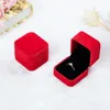 Cajas de regalo de joyería de terciopelo, 1 Uds., para anillos, boda, compromiso, pareja, embalaje, caja de exposición cuadrada