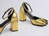 2021 schapenvacht lederen vierkante 8 cm chunky hoge hakken jurk schoenen pumps vleugel tenen gesp kwastjes retro franje mary jane party bruiloft maat 34-42 goud zwart