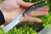 1 stks 2021 Damascuss Razor-T Folding Mes Damascus Steel Tanto Point Blade Ebony Handvat EDC Pocket Messen met ZIP Nylon Case