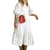 Yaz Elbise Kadınlar Sundress Nedensel Yeni Gelenler Beyaz Polka Dot Maxi Uzun Plaj Akşam Parti 210422