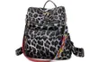 Dhl30pcs ryggsäck kvinnor pu retro stor kapacitet leopard utskrifter dubbel dragkedja sport cross body bag mix färg