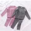 Herfst peuter jongens meisjes kleding set trui + broek 2 stks / pak baby gebreid pak dikke warme winter baby kleding 211224