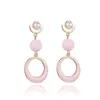 Boucles d'oreilles acryliques d'élégance pangle élégance Elegance exagéré Big Pendentif Geometric Shape Bead Main Pink Color Bijoux