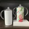 12oz sublimation sippy cups straight kids tumbler for children vacuum insulated milk bottles double wall stainless steel baby bottle WLL654