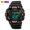 SKMEI Outdoor Sport Watch Mężczyźni Wielofunkcyjny 5bar Wodoodporny pasek PU LED Wyświetlacz Zegarki Chrono Digital Wristwatch Reloj Hombre X0524