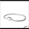 Armbänder Drop Lieferung 2021 100 Prozent 925 Sterling Silber Herz Verschluss Schlangenkette Armband Fit Authentische Europäische Baumeln Charme Für Frauen Mode
