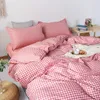 Yatak Takımları Kontrol Stil Yorgan Düz Sac ile Set Kral Size Housse De Couster Katı Renk Yorgan Kapak Yetişkin Bedclothes Için