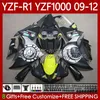 Carénages OEM pour Yamaha YZF-R1 YZF R1 1000 CC YZF1000 YZFR1 09 10 11 12 Carrosserie 92No.58 YZF R 1 1000CC 2009 2010 2011 2012 YZF-1000 2009-2012 Kit de couleur plate de carrosserie MOTO