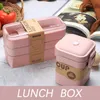 Eco Friendly Lunch Container Bento Box Japansk stil för barn Förvaring Mat Tuperware Hälsosam 210709