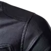 秋の男性のスタンドアップカラービジネスカジュアルジャケットファッションレジャーオートバイライダーPUレザージャケットジッパーメンズ服211111