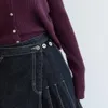 Quots autum autuum зима высокая талия джинсовые лоскутные юбки женская линия midi теленок нерегулярный дизайн длинные юбки женские темно-синий qt225 210518