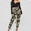 Wysokiej talii spodnie Moda Camo Women Cargo Spring Loose Jogger Spodnie Spodnie dresowe Sashes Streetwear 2xl Pant 210517