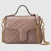 Czarny Chevron Leather Marmont Top Handle Torba Mini Małe 2 Rozmiary Cztery Kolory Crossbody Torby z paskiem łańcuchowym