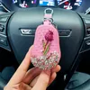 1 Pcs Flower Car Holder Storage Case Crystal Diamond Keychains Cover Remote Key Bag for BMW Lada Interior Accessories