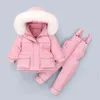 children clothing Set 2pcs Baby toddler boys winter down jacket jumpsuit Thicken Warm kids clothes girls Infant snowsuit 0-5Year 211203
