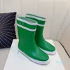 Botte de pluie imprimée antidérapante pour femmes, demi-bottes plates en caoutchouc naturel, top de styliste, printemps-automne, boîte de chaussures pour dames, taille 35-40