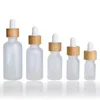 Frost Clear Glass Dropper Bottle with Bamboo Cap Perfume Vials Refillable Essential Oil Bottles Sample Container