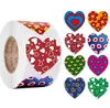 cadeau coloré bleu vert autocollant en forme de coeur de la Saint-Valentin merci autocollants adhésifs 500PCS Roll 1inch 1.5inch 3.8cm Round Label For Holiday Presents Business