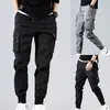 Nieuwe heren multi -zakken lading harem broek streetwear hiphop zwart grijs casual mannelijke joggers broek mode Harajuku punk broek x0723