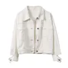 Autumn Vinatge Jeans Jacket Women Loose Casual Coats And s Pockets Cardigan White Denim 11995 210512