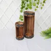 Carbonized Wooden Flower Pot Succulent Växt Potted Planter Utomhus Garden Decor 210615