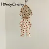 Baby's Baby Girl Romper Kinderen Simple Pocket Leotard Romper Polka Dot Baby Out Kleding voor Jongen en Meisje 210701