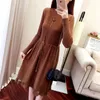 Autumn Winter Sweater Dress Women's Turtleneck Long Sleeve A Line thick Lace Knitted Bodycon Female Slim Girl es 210514