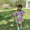 Kawaii Casual Flower Kids Jurk Zomer 2021 Puff Sleeve Kinderen Prinses Jurk voor Meisjes Leuke Mooie Print Party Holiday Jurk Q0716