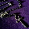 Pendentif Colliers Gothique Vampire Ankh Rosaire Occulte Vamp Perles Collier De Chauve-Souris Cadeau Pour Femmes Amis Bijoux Faits À La Main En Gros